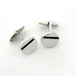 PLATA REDONDO 16MM BRILLO RAYA HORIZONTAL ESMALTE NEGRO