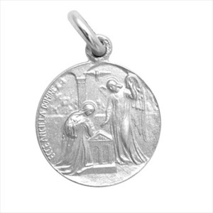 Medalla plata Anunciacion de la Virgen o San Gabriel Arcangel 16mm