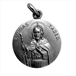 Medalla plata envejecida San Judas Tadeo 20mm