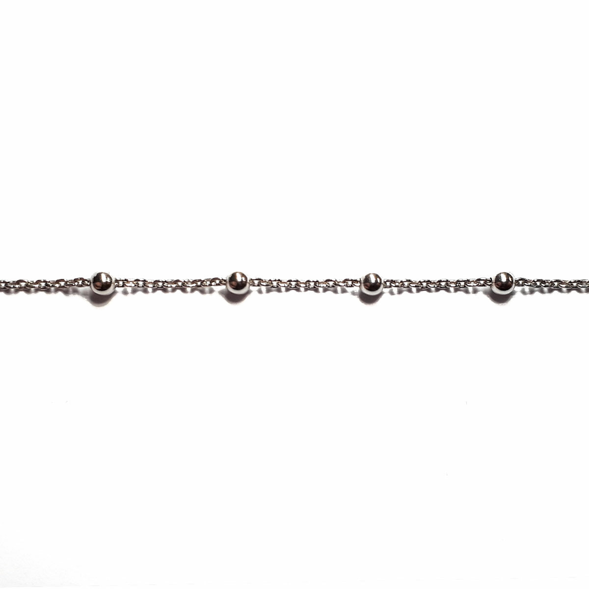 Cadena plata forzada con bolitas de 2mm 40cms